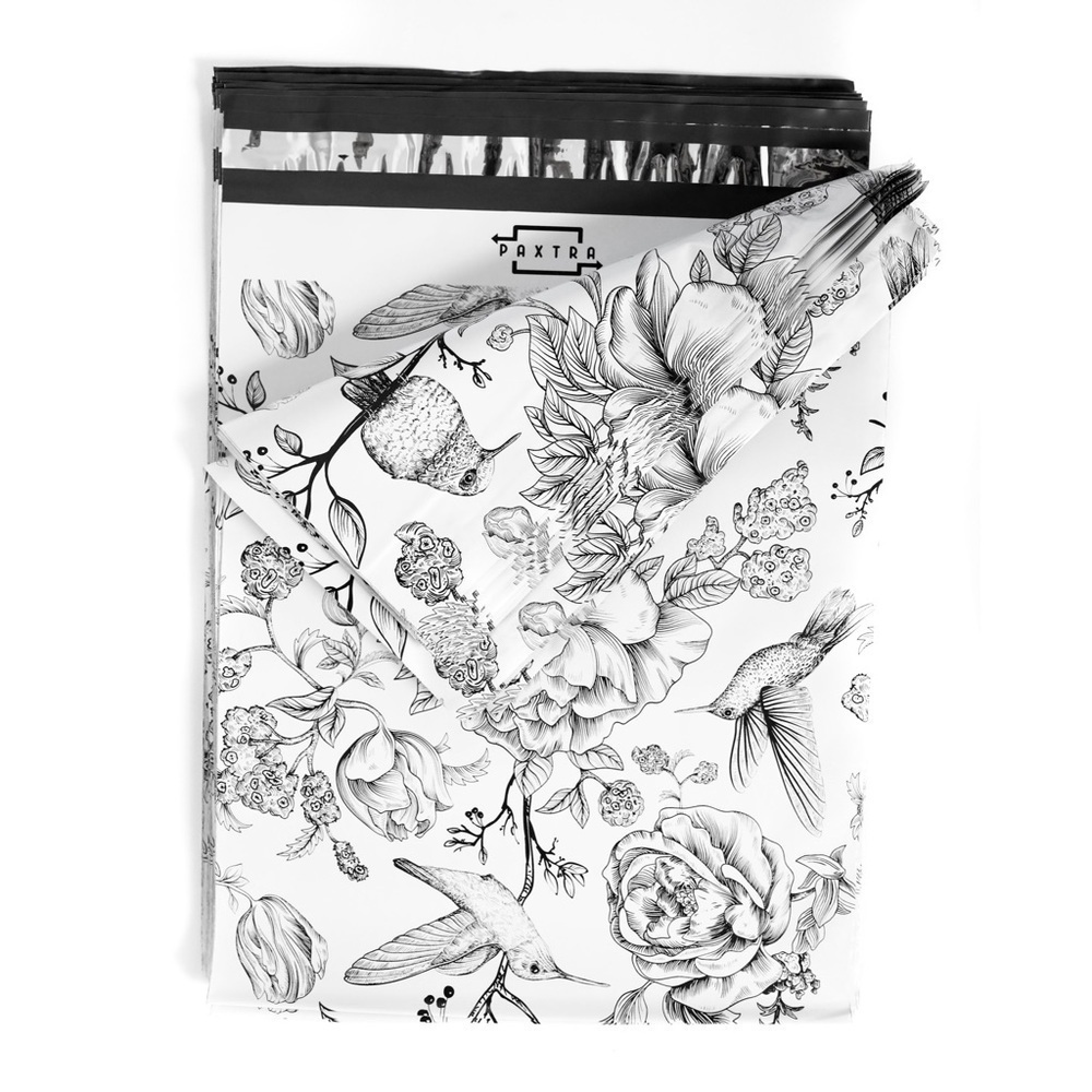 50 large polymailers 12x15 inches vintage birds boho print designer plastic bags